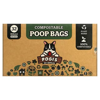 Pogi's Pet Supplies, Sacs à crottes compostables, 32 rouleaux, 480 sacs