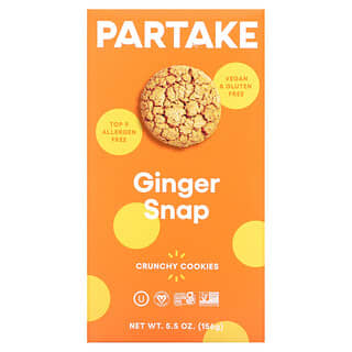 Partake, Crunchy Cookies, Ginger Snap, 5.5 oz (156 g)