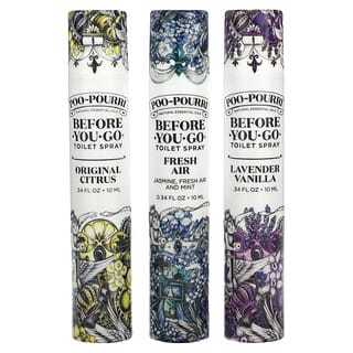 Poo-Pourri, On-The-Go, Before-You-Go® Toilet Sprays, Value Set, 3 Sprays, 0.34 fl oz (10 ml) Each