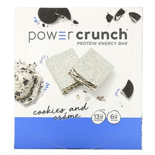 BNRG, Barrita proteica energética Power Crunch, Galletas y crema, 12 barritas, 40 g (1,4 oz) cada una