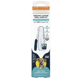 RADIUS, Kit oral orgánico para perros, Kit de inicio para mascotas, Canela y batata, Kit de 3 piezas