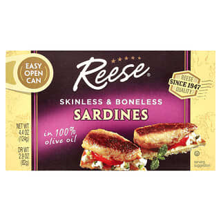 Reese, Sardinas sin piel ni huesos en 100% aceite de oliva, 124 g (4,38 oz)