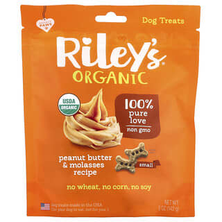 Riley’s Organics, Dog Treats, Small Bone, Peanut Butter & Molasses, 5 oz (142 g)