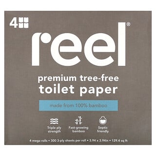 Reel, Papel higiénico prémium sin árboles`` 4 megarollos