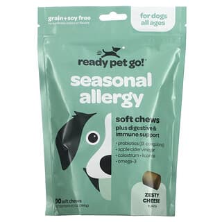 Ready Pet Go, Allergy + Immune masticables, Para perros, Todas las edades, Queso, 90 comprimidos masticables blandos, 360 g (12,7 oz)