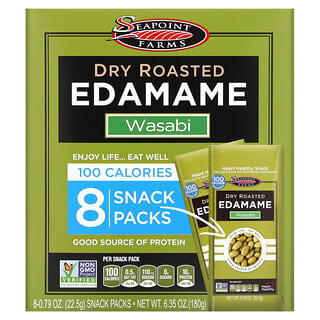 Seapoint Farms, Edamame Seco y Rostizado, Wasabi Especiado, 8 Paquetes de Refrigerios, 0.79 oz (22.5 g) Cada uno