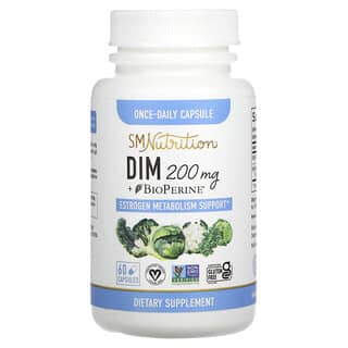 SMNutrition, DIM（ジインドリルメタン）＋BioPerine（バイオペリン）、200mg、60粒