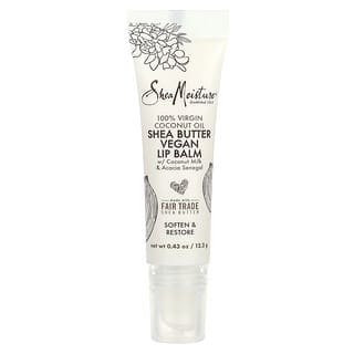 SheaMoisture, Bálsamo labial vegano con manteca de karité con leche de coco y acacia senegal, aceite de coco 100% virgen`` 12,2 g (0,43 oz)