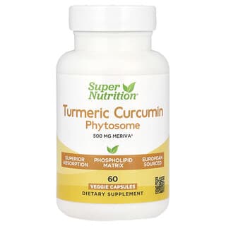 Super Nutrition, Turmeric Curcumin Phytosome Meriva®, Fitosoma de cúrcuma y curcumina, 500 mg, 60 cápsulas vegetales