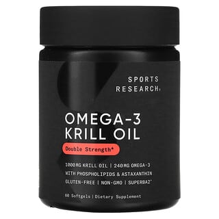 Sports Research, Omega-3 Krill Oil, Double Strength, 1,000 mg, 60 Softgels