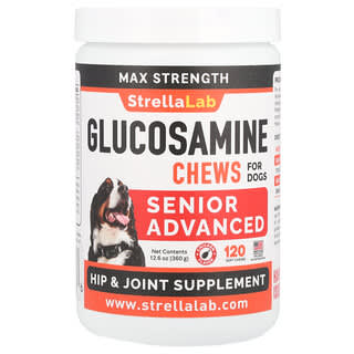 ستريلا لاب‏, Glucosamine Chews, Max Strength, Senior Advanced, For Dogs, Chicken, 120 Soft Chews, 12.6 oz (360 g)