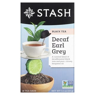 Stash Tea, Chá Preto, Earl Grey Descafeinado, 18 Saquinhos de Chá, 33 g (1,1 oz)