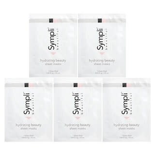 Sympli Beautiful, Hydrating Beauty Sheet Mask, 5 Sheet Masks, 0.85 fl oz (25 ml) Each