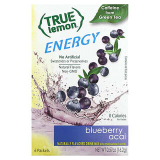 True Citrus, True Lemon, Energy, Blueberry Acai, 6 Packets, 0.095 oz (2.7 g) Each