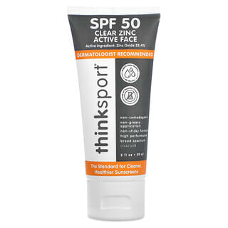 think, Thinksport, Clear Zinc Active Face, SPF 50, 2 fl oz (59 ml)