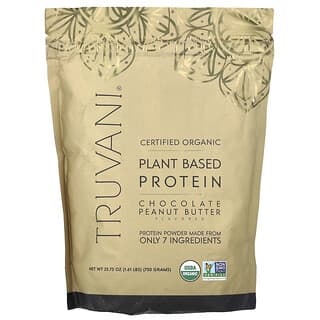 Truvani, Proteína de origen vegetal en polvo, Chocolate y mantequilla de maní, 730 g (1,61 lb)