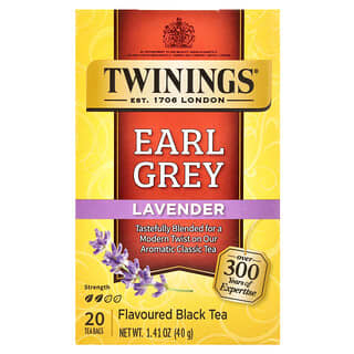 Twinings, Chá Preto Com Sabor, Earl Grey, Lavanda, 20 Saquinhos de Chá, 40 g (1,41 oz)