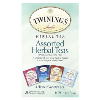 Twinings, Tés de hierbas surtidas, Paquete surtido, Sin cafeína, 20 Saquitos de té, 34 g (1,23 oz)