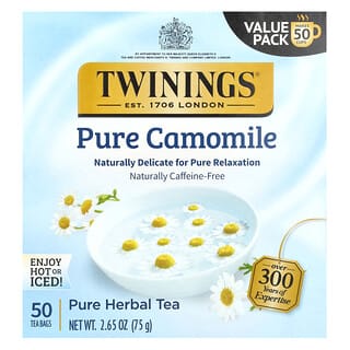 Twinings, Té de hierbas, Manzanilla pura, Sin cafeína, 50 bolsitas de té, 75 g (2,65 oz)