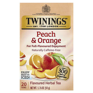 Twinings, Té de hierbas, Melocotón y naranja, Sin cafeína, 20 bolsitas de té, 50 g (1,76 oz)