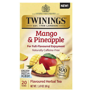 Twinings, Té de hierbas, Mango y piña, Sin cafeína, 20 bolsitas de té, 48 g (1,69 oz)