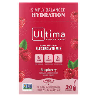 Ultima Replenisher, Mezcla de electrolitos, Frambuesa, 20 sobres, 3,2 g (0,11 oz) cada uno