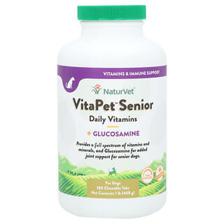 NaturVet, VitaPet Senior, 일일 비타민 + 글루코사민, 반려견용, 츄어블정 180정, 468g(1lb)