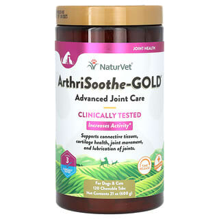 NaturVet, ArthriSoothe-GOLD, Cuidado Avanzado, Nivel 3, 120 tabletas masticables, 21 oz (600 g)