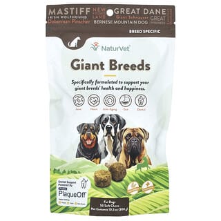 NaturVet, Giant Breeds, For Dogs, Hickory Smoked Bacon, 50 Soft Chews, 10.5 oz (300 g)