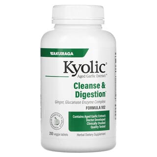 Kyolic, Gealterter Knoblauchextrakt, Candida Cleanse & Digestion, Formel 102, 200 vegetarische Tabletten