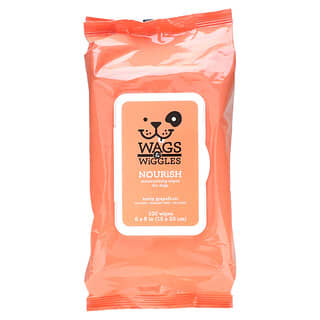 Wags & Wiggles, Nourrir, Lingettes hydratantes pour chiens, Pamplemousse piquant, 100 lingettes