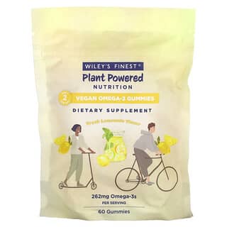 Wiley's Finest, Plant Powered Nutrition, Gomitas veganas con omega-3, Limonada fresca, 262 mg, 60 gomitas (131 mg por gomita)