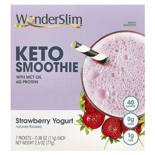 WonderSlim, Batido cetogénico, Yogur de fresa, 7 sobres, 11 g (0,38 oz) cada uno