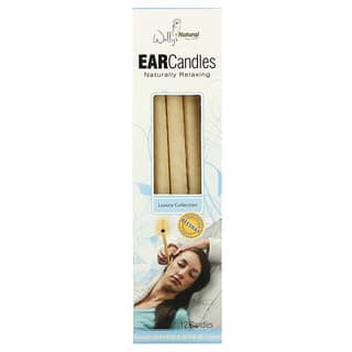 Wally's Natural, Beeswax Ear Candles, Luxury Collection, Unscented, 12 Candles