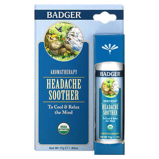 Badger, Aromathérapie, Apaisant pour les maux de tête, Menthe poivrée et lavande, 17 g