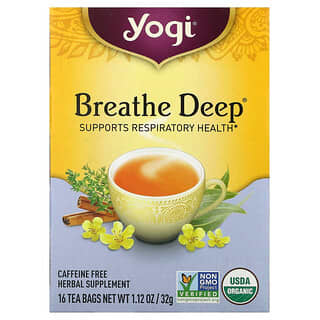 Yogi Tea, Respire fundo, sem cafeína, 16 saquinhos de chá, 32 g (1,12 oz)