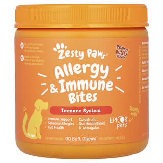 Zesty Paws, Allergy & Immune Bites, For Dogs, All Ages, Peanut Butter, 90 Soft Chews, 11.1 oz (315 g)