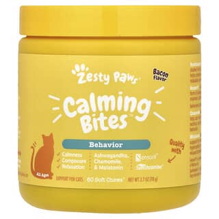 Zesty Paws, Calming Bites, 고양이용, 모든 연령, 베이컨, 소프트츄 60개, 78g(2.7oz)