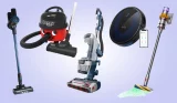 Composite image of five of the best vacuum cleaners, including products from Tower, Henry, Shark, eufy, and Dyson