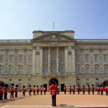 Changing the guard in the forecourt of Buckingham Palace