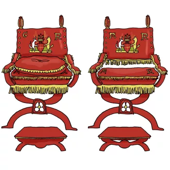Illustration of two red thrones