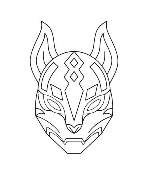 Basic Kitsune Mask coloring page