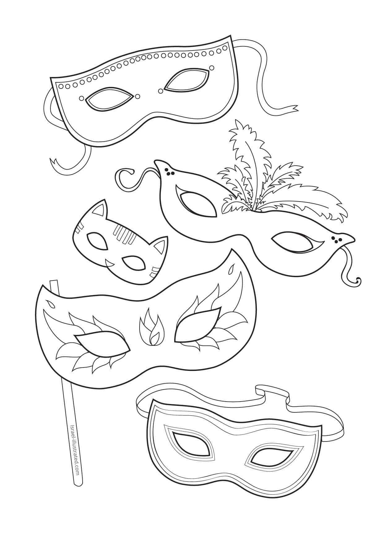 Five Masks coloring page