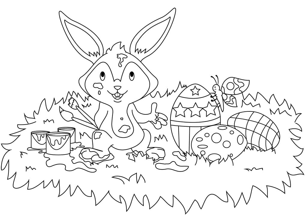 Cute Easter Bunny coloring page