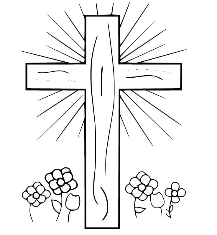 Easter Cross Free Printable coloring page