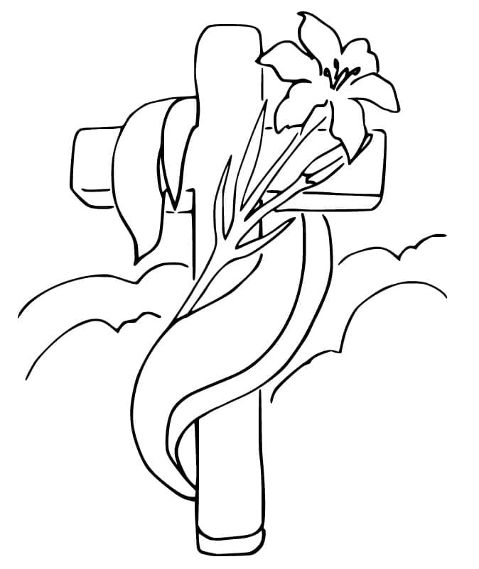 Free Easter Cross coloring page