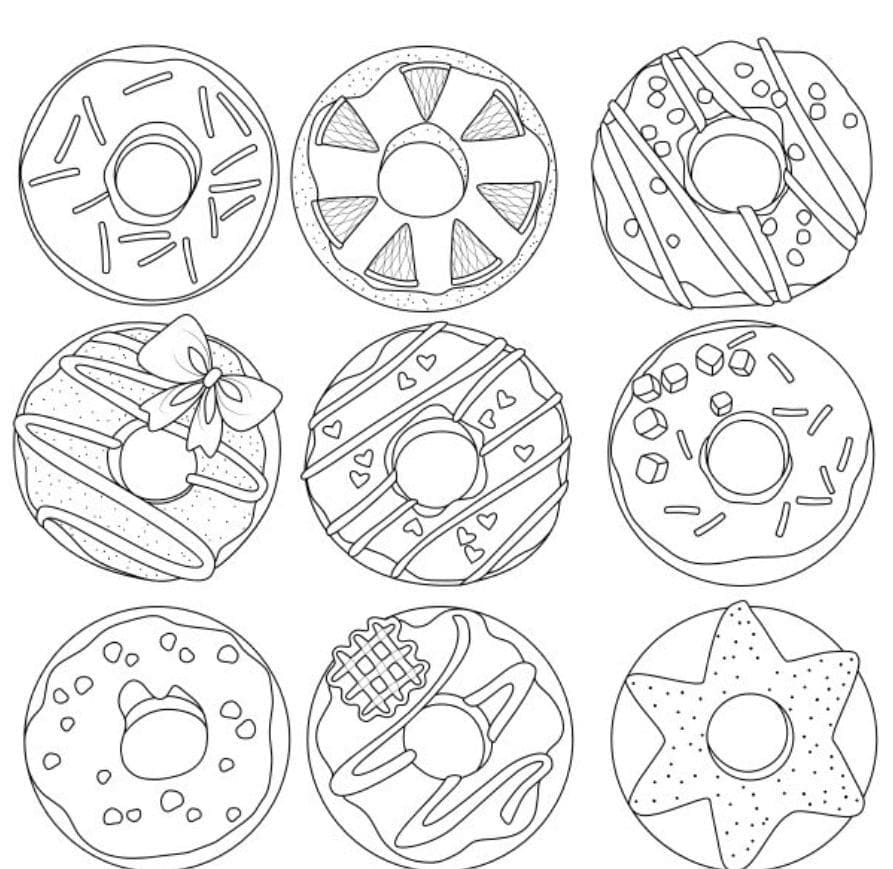 Donuts Printable coloring page