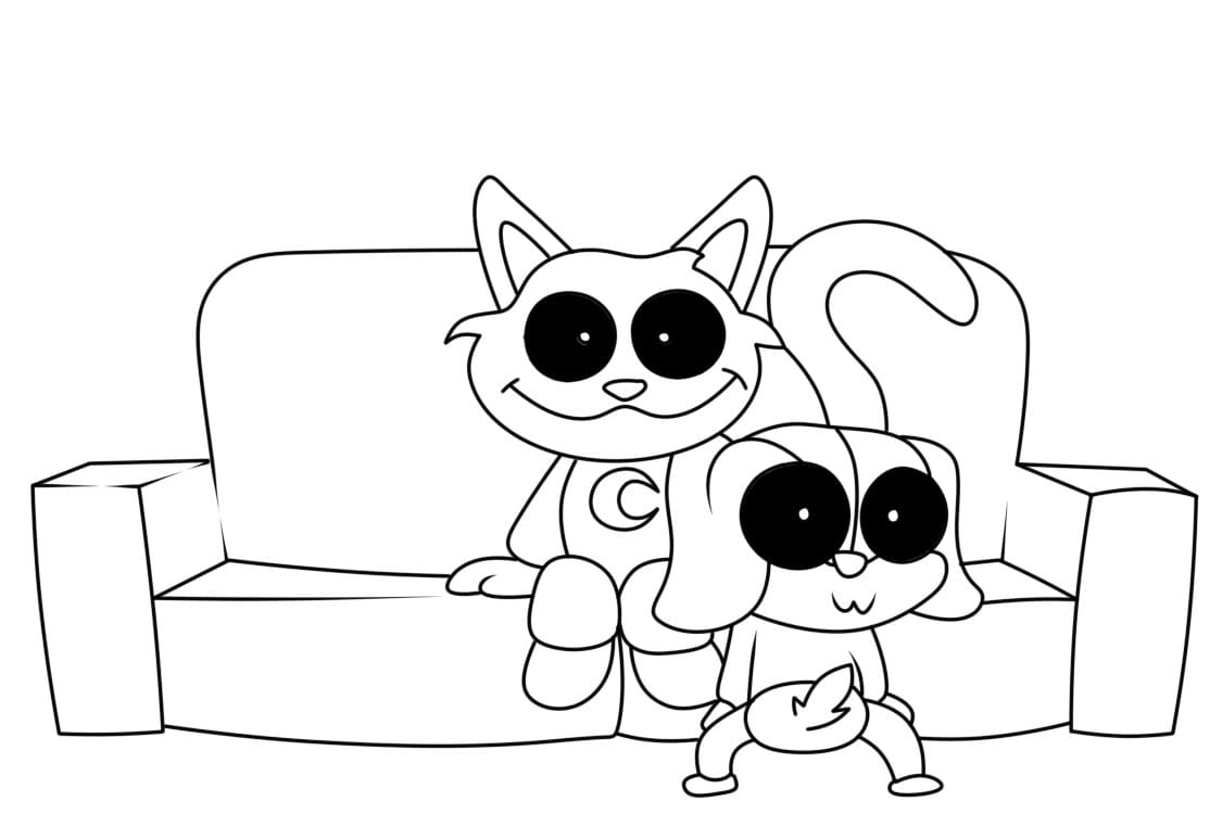 Catnap and DogDay coloring page