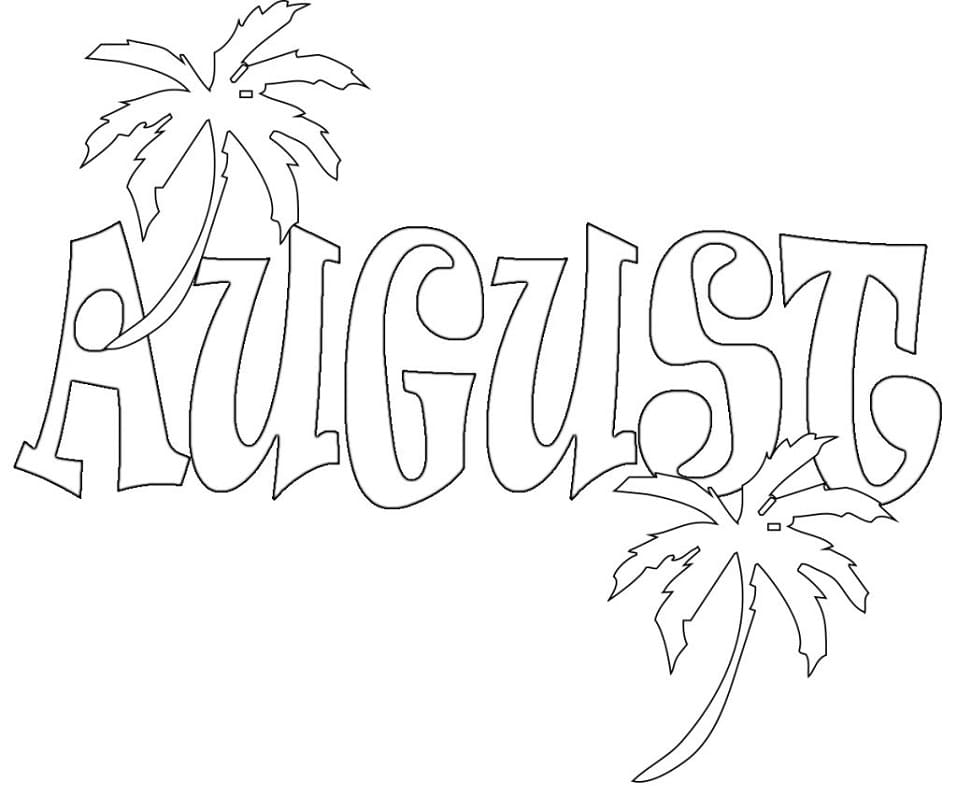 August Free Printable coloring page