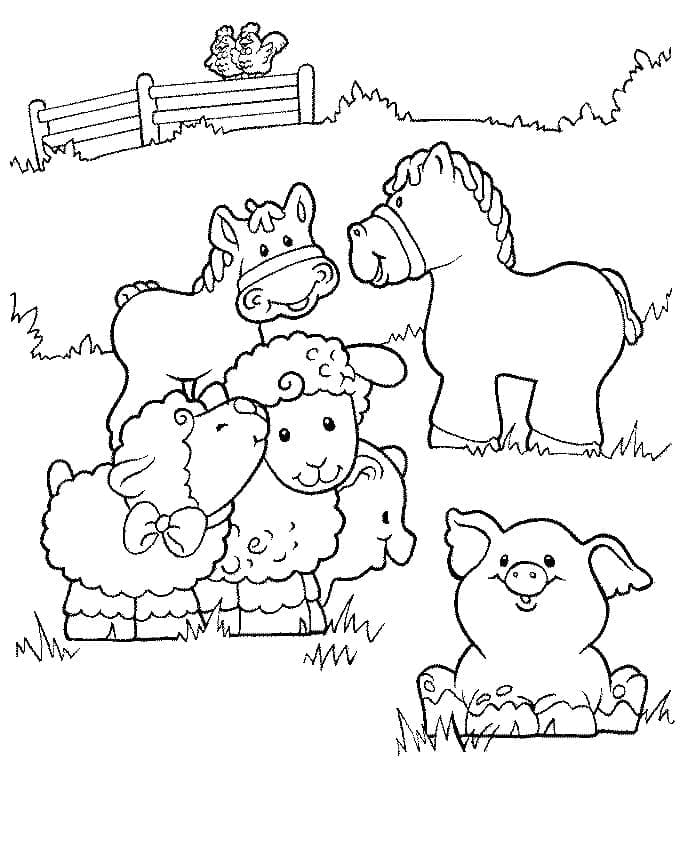 Cute Farm Animals Image coloring page